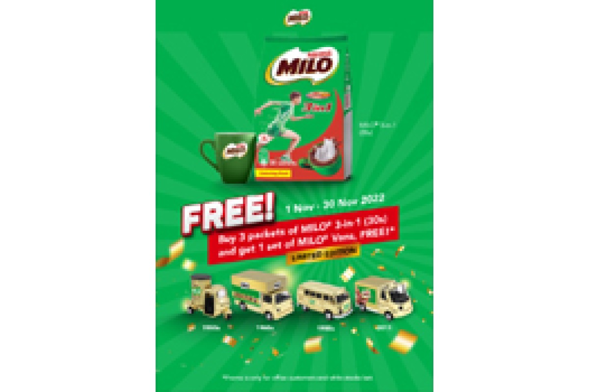 Buy 3 packets MILO 3in1 (30s) and Free 1 set of MILO van