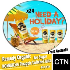 Drink Canned, Remedy Organic KOMBUCHA Pineapple Switchel Juice (No Sugar) 24's/ctns