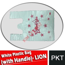 Plastic Bag, White (with Handle)- LION