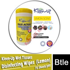 Wet Tissues,Kleen-Up Disinfecting Wipes 75 Sheets (Lemon)