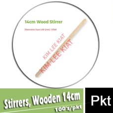 Stirrers, Wooden 14cm 100's/pkt Stirrers, Wooden 14cm 100's/pkt