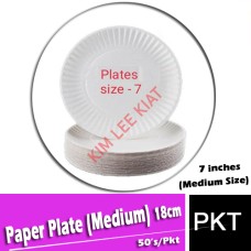 Paper Plate, (Medium) 50's, 18cm, 7 inches