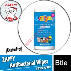 ZAPPY Antibacterial Wipes (50 'sheets) (Alcohol Free)