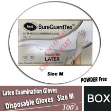 Disposable Gloves, Latex Examination Gloves (100's) POWDER Free - Size M Disposable Gloves, Latex Examination Gloves (100's) POWDER Free - Size M