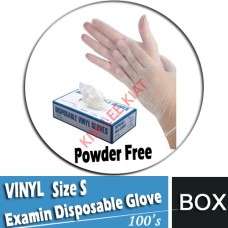 Disposable Gloves, VINLY Gloves (100's) POWDER Free - Size S
