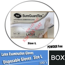 Disposable Gloves, Latex Examination Gloves (100's) POWDER Free - Size L Disposable Gloves, Latex Examination Gloves (100's) POWDER Free - Size L