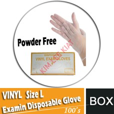Disposable Gloves, VINLY Gloves (100's) POWDER Free - Size L