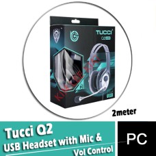 Tucci Q2 USB Headset w Mic & Vol Control L:2m