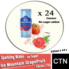 S.Order-Sparkling Water, Ice Mountain GrapeFruit NO Sugar(Canned) 325ml X 24's / ctn