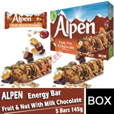 Energy Bar,ALPEN  Bars 5 bars(Fruit & Nut With Milk Chocolate)145g