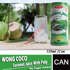 Drink Canned, Wong Coconut Juice (No Sugar w Pulp)