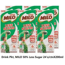Drink Pkt, MILO 50% Less Sugar 24's/ctnX200ml