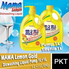 Diswashing Liquid,MaMa Lemon Gold (Pump1L) + (Refill 1 L)