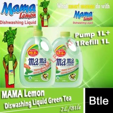 Dishwash Liquid,(Green Tea) Mama Lemon  (Pump 1L)+( REFILL 1 L)