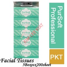 Tissues Facial, PurSoft Professional (5 Boxes) 2 ply 200's