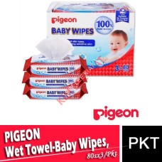 Wet Towel-Baby Wipes, PIGEON (80 Wipes x3's)