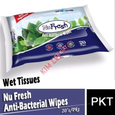 Wet Tissues,Nu Fresh Anti-Bacterial Wipes 20's