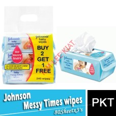 Wet Tissues,Johnson Messy Times wipes (80Sheetx3's)