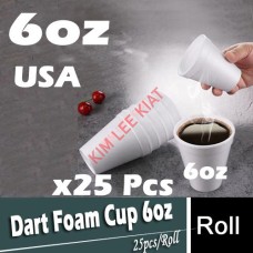 Dart Foam Cup, (6oz) 25's (USA)