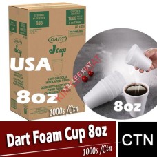 Dart Foam Cup, (8oz) 1000's/ctn (USA)