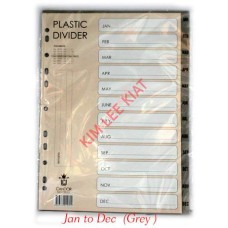 Plastic Index Divider A4 (Jan to Dec)- Grey (1Set/pkt)