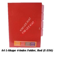 A4 L-Shape 4-Index Folder - Red (E-356)