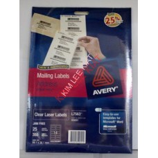 Avery Clear Laser 14 Label A4 L7563 25's (99.1-38.1)