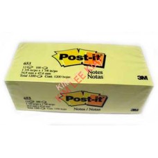 3M Post It Note 1.5x2 Yellow 12's (#653Y)