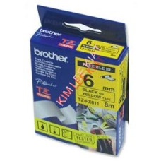 Brother TZe-611 6mm Black on Yellow Tape Casette