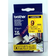 Brother TZe-621 9mm  Black on Yellow Tape Casette