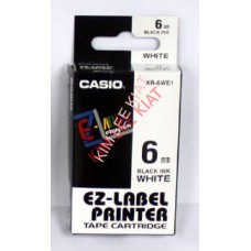 EZ Label Printer 6mm Black on White Tape Casette (XR-6we1)