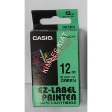 EZ Label Printer 12mm Black on Green Tape Cartridge (XR-12GN1)